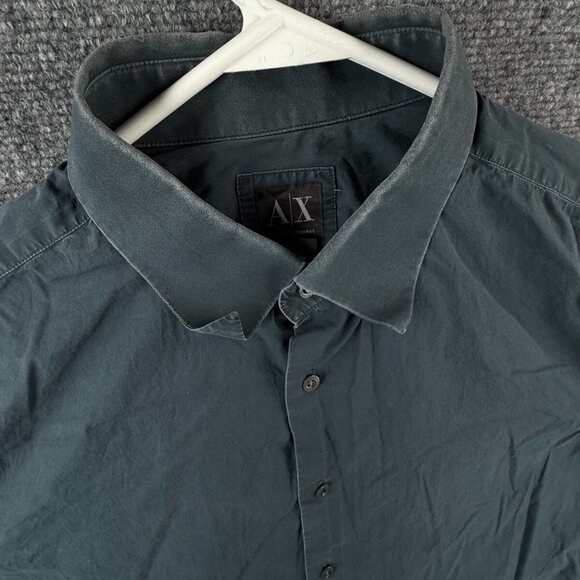 Armani Exchange Blue Long Sleeve Button Up Shirt Men Large Slim Fit Stretch - Picture 7 of 16